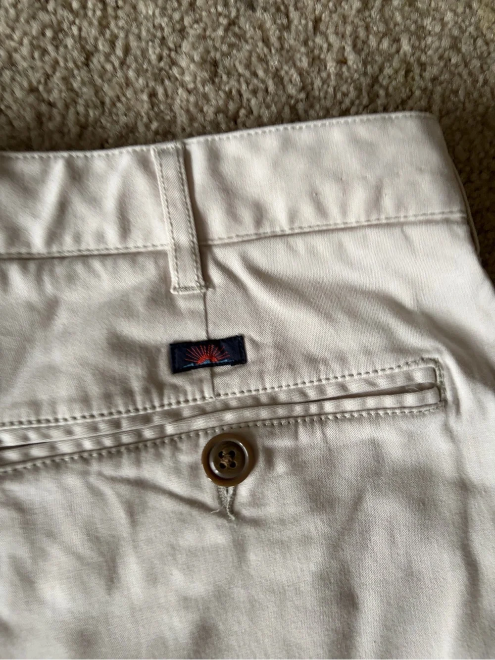 Men’s faherty All Day Bermuda chino Shorts Stone White Organic Cotton 9